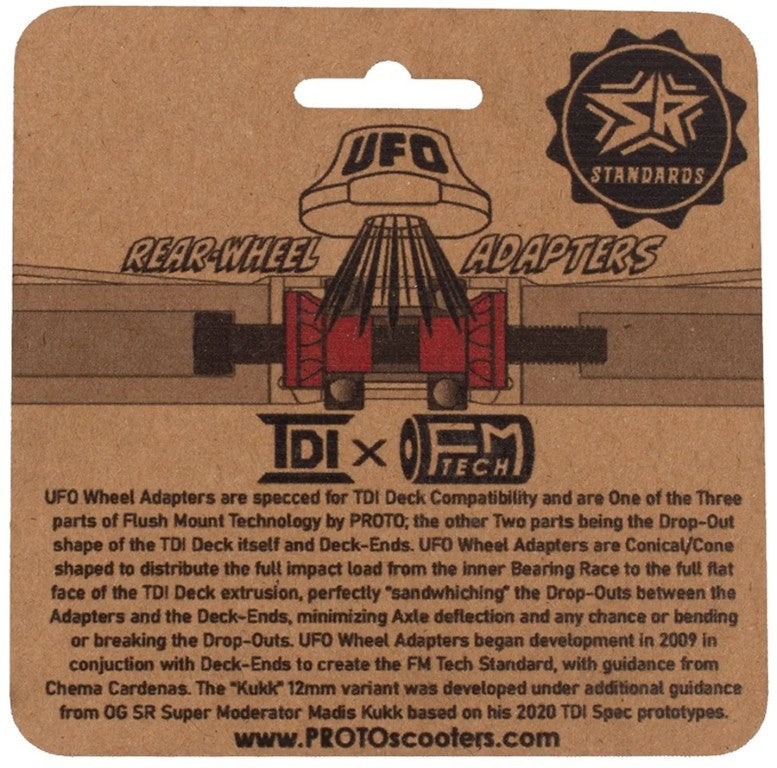 Proto UFO Rear Wheel Adapters 12/30mm Red