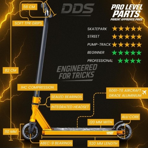 Freestyle koloběžka DDS Gold Black